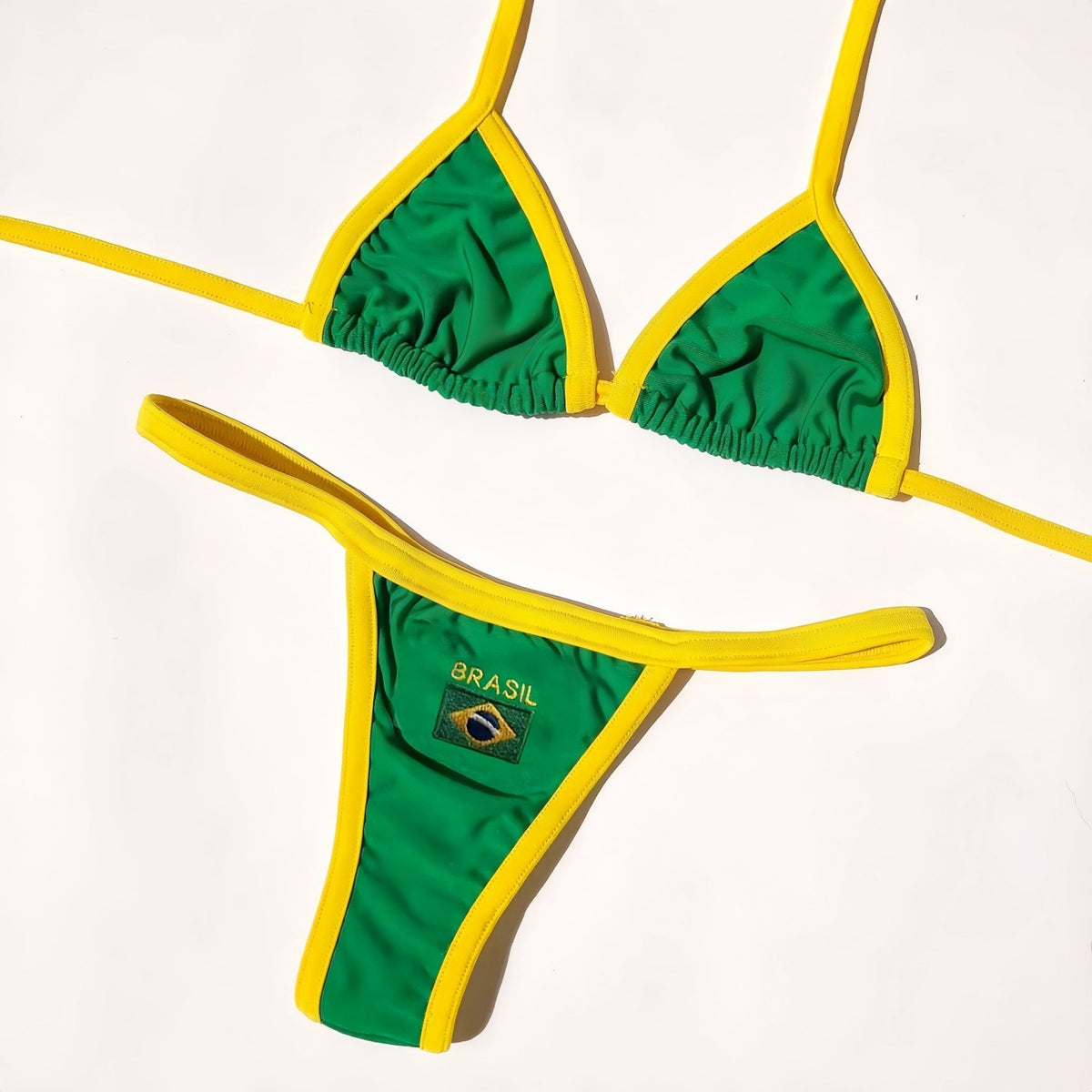 Brazil Flag Embroidered Bikini Swimwear