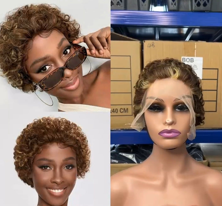 Brazilian Real Human Hair Pixie Curly Wig