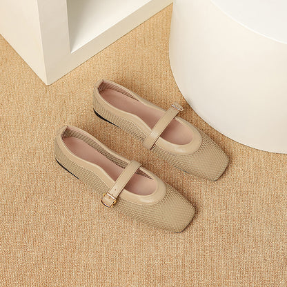 Breathable Mesh Ballet Flat Sandals with Buckle