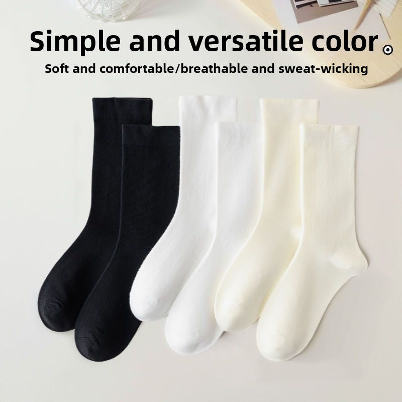Breathable Solid Color Mid-Calf Socks