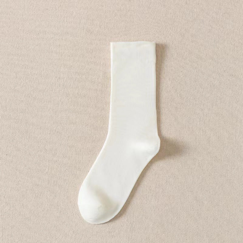 Breathable Solid Color Mid-Calf Socks