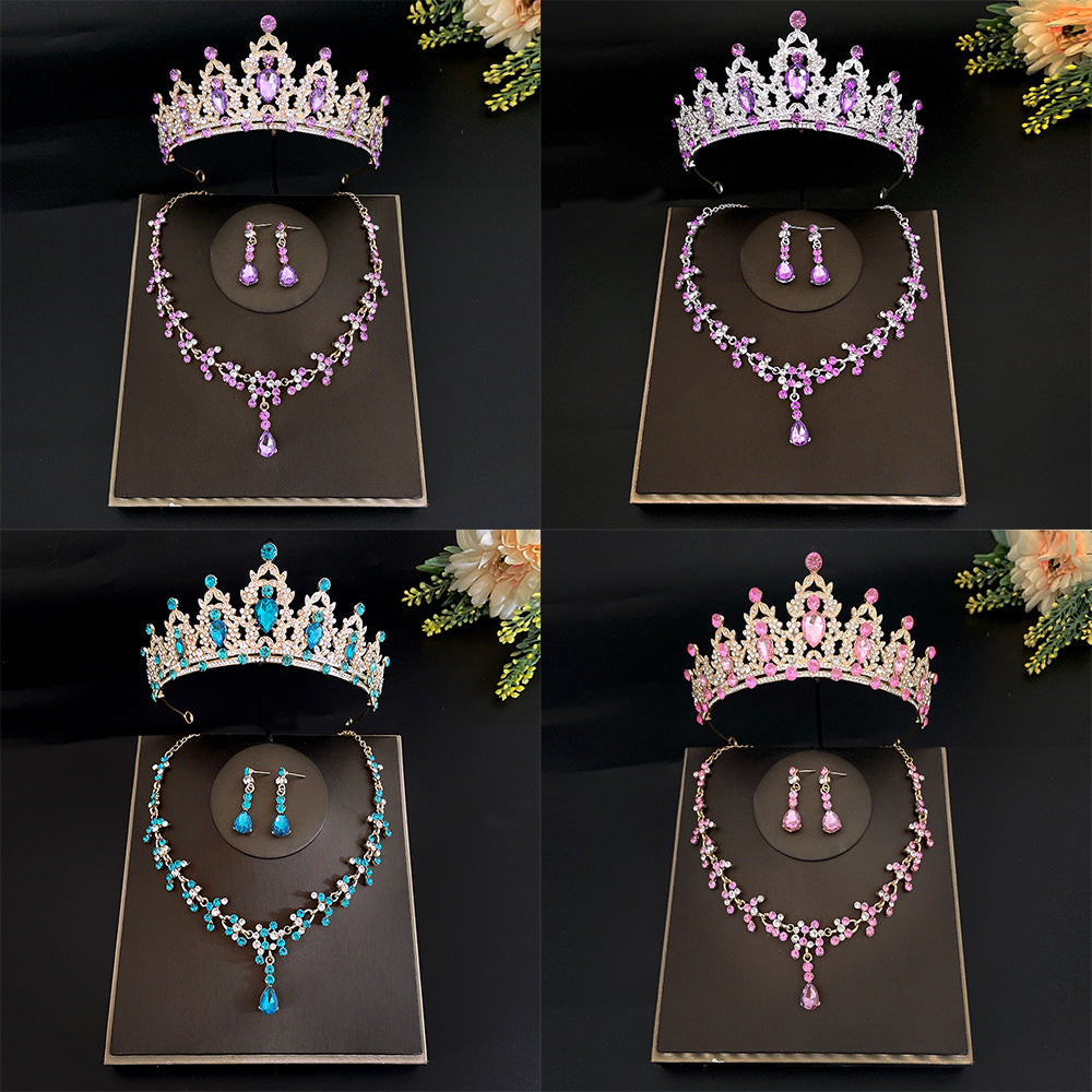 Bridal Crown Necklace Earrings Set