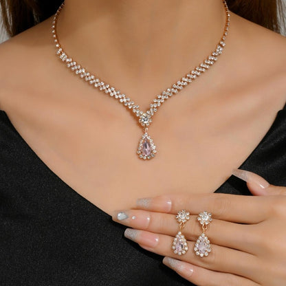 Bridal Jewelry suit Bracelet Cross-border Explosions Necklace Earrings Wedding Women Evening Dress Accessories Two-piece Set