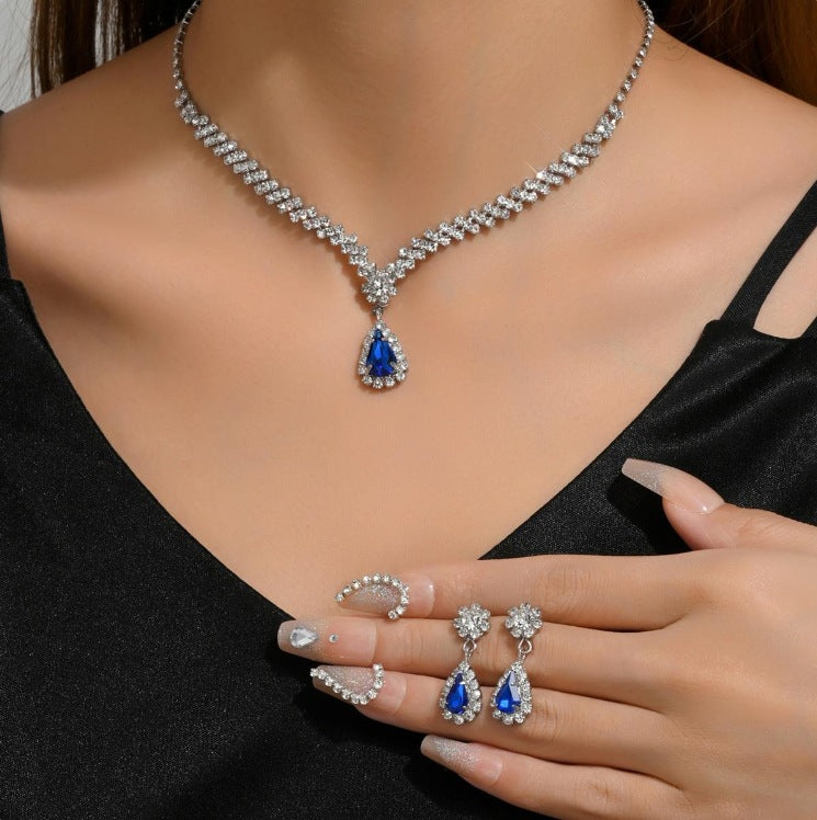 Bridal Jewelry suit Bracelet Cross-border Explosions Necklace Earrings Wedding Women Evening Dress Accessories Two-piece Set