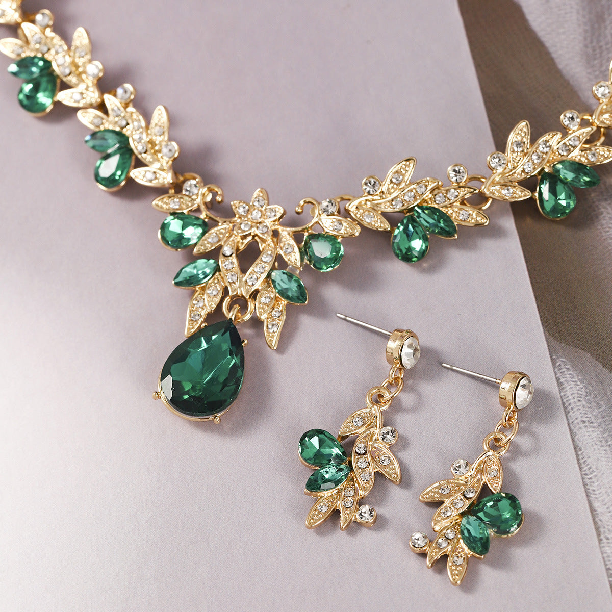 Bridal Necklace and Earring Set with Diamond Accents