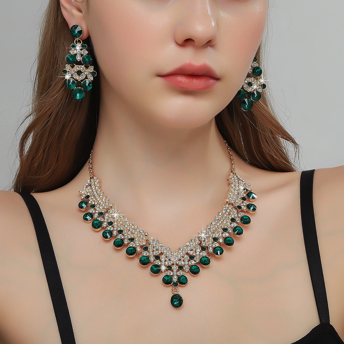 Bridal Rhinestone Necklace and Earrings