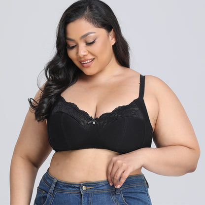 British size outer size large size bra ultra-thin lace black sexy underwear bra cross-border supply 38-50FGH