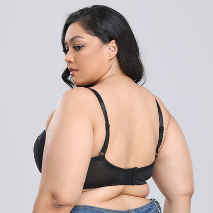 British size outer size large size bra ultra-thin lace black sexy underwear bra cross-border supply 38-50FGH