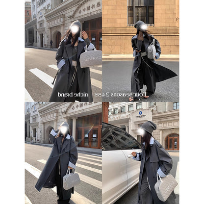 British-style lapel trench coat women's overcoat