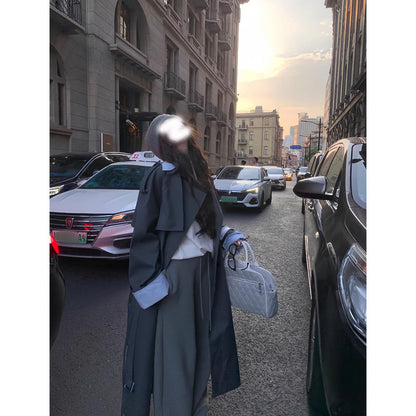 British-style lapel trench coat women's overcoat