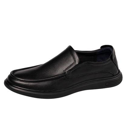 British-style round-toe black leather shoes