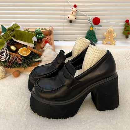 British-style uniform high heels