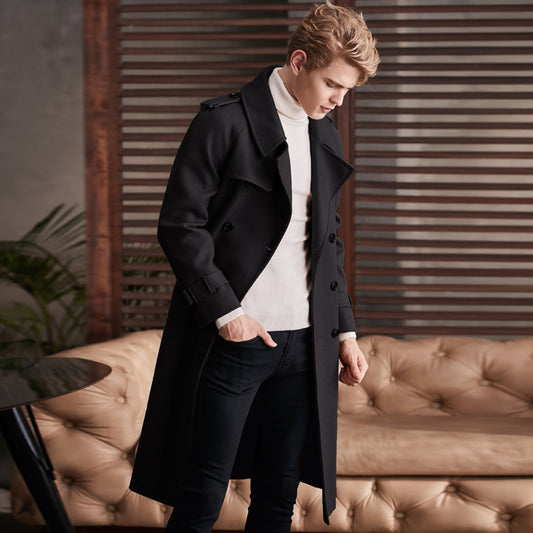 British Style Wool Blend Long Coat