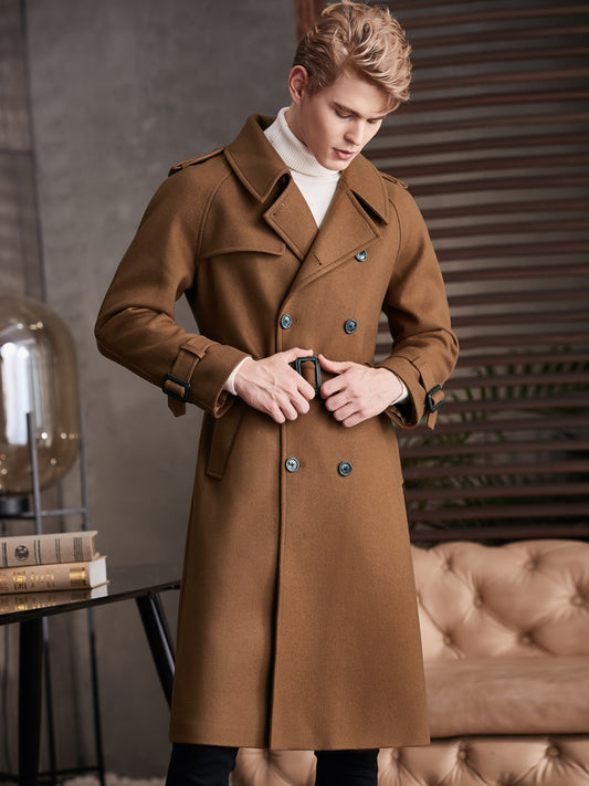 British Style Wool Blend Long Coat