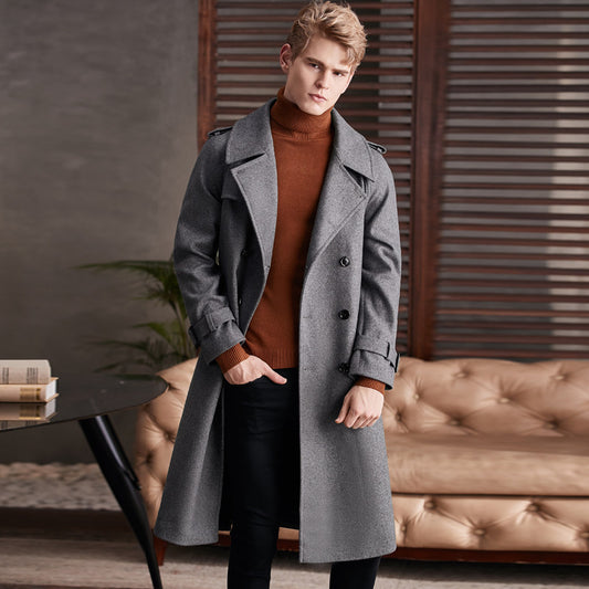 British Style Wool Blend Long Coat