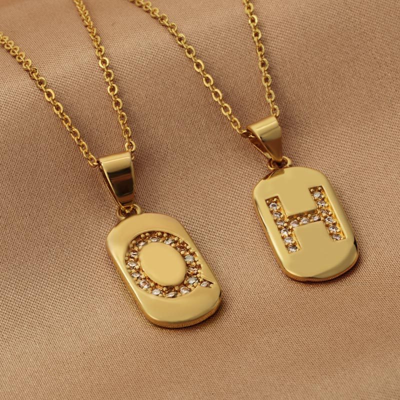 Bronze Letter Zircon Pendant