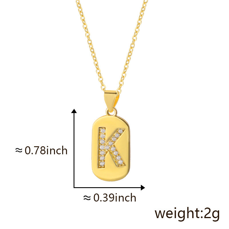 Bronze Letter Zircon Pendant