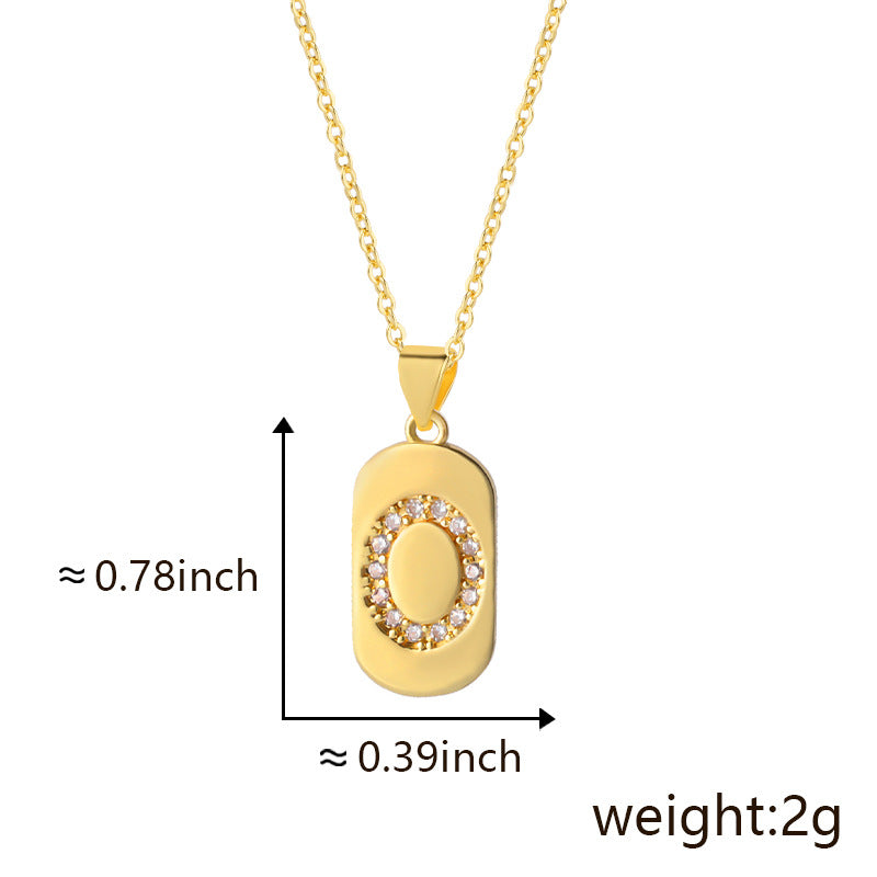 Bronze Letter Zircon Pendant