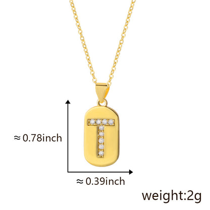 Bronze Letter Zircon Pendant