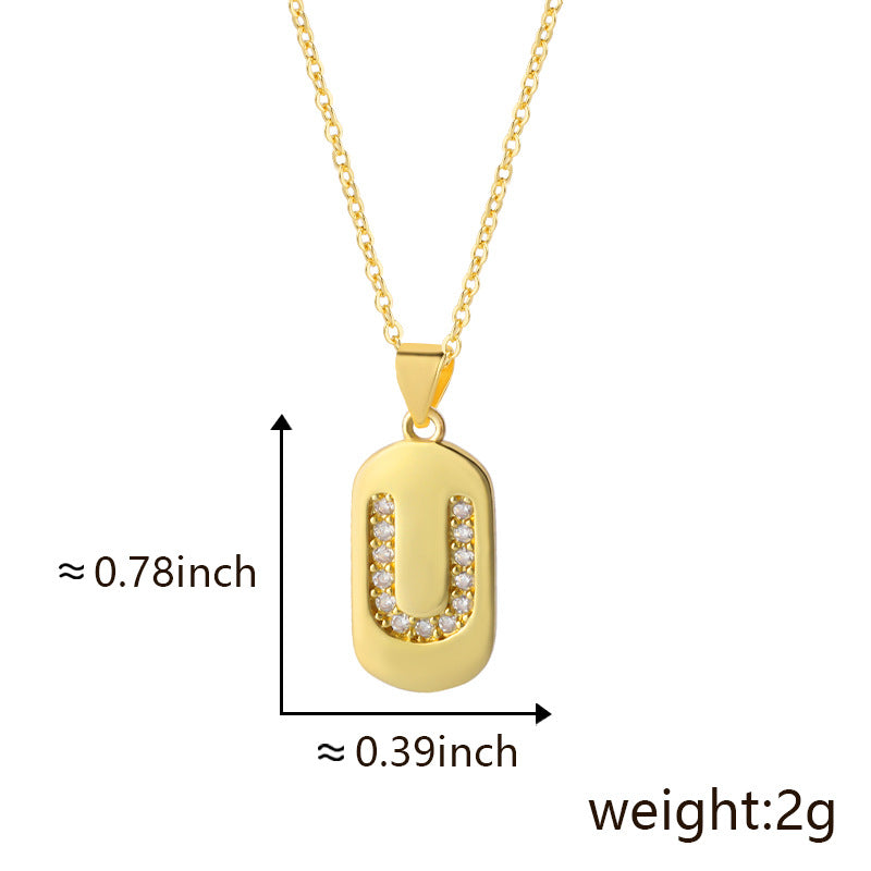 Bronze Letter Zircon Pendant