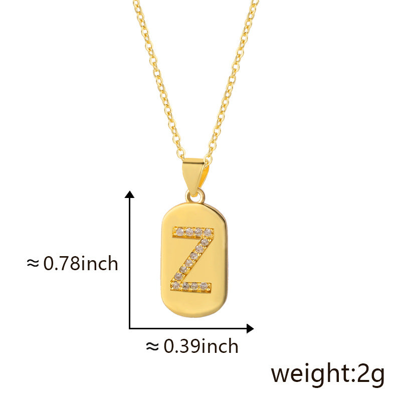 Bronze Letter Zircon Pendant
