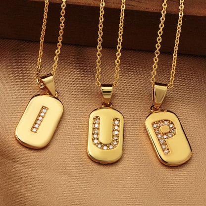 Bronze Letter Zircon Pendant