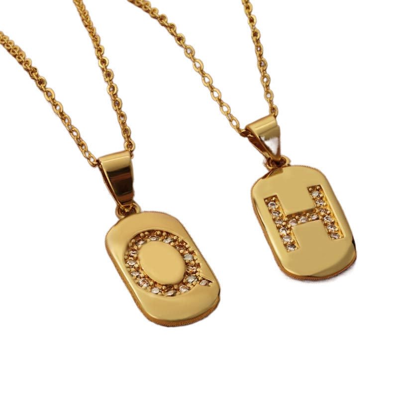 Bronze Letter Zircon Pendant