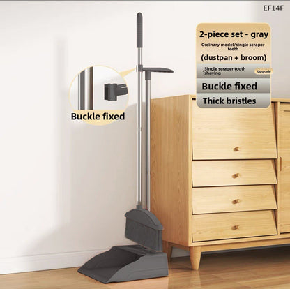 Broom Dustpan suit Combination Household Broom Wiper Non-stick Hair-setting Dustpan Sweeping Artifact Garbage Shovel Broom