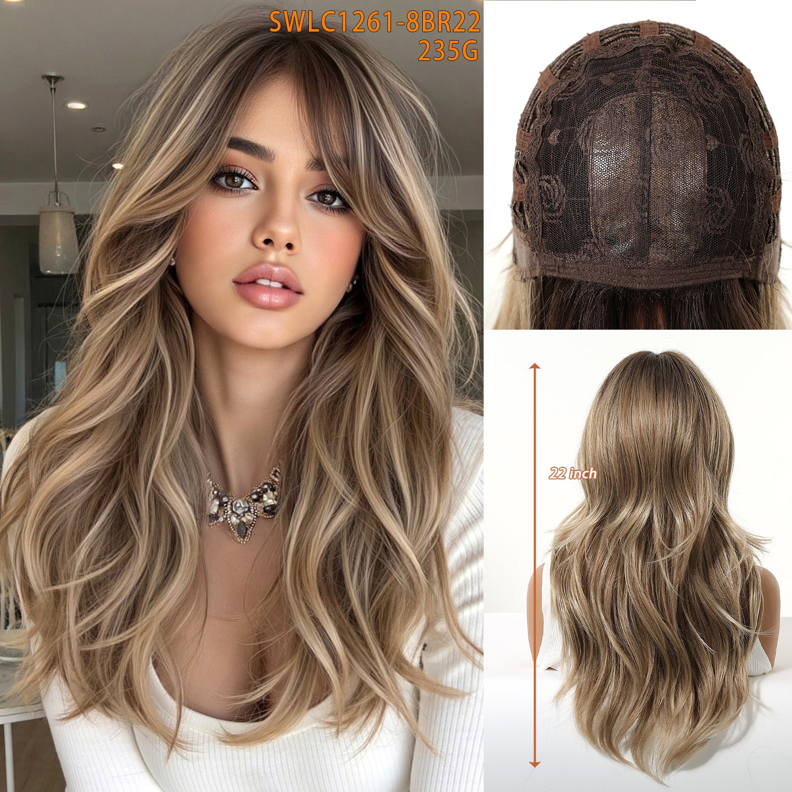 Brown Bang Long Curly Hair Wig