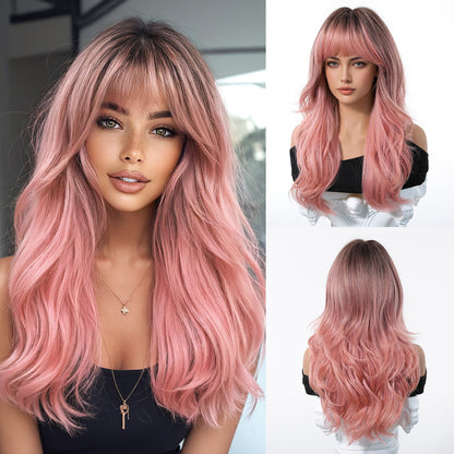 Brown Bang Long Curly Hair Wig