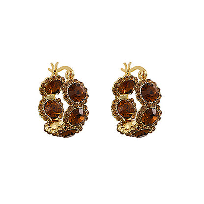 Brown Crystal Hoop Earrings for Women
