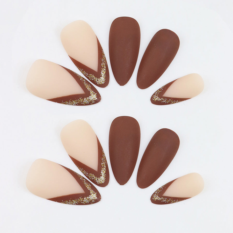 Brown French Almond Wearable Manicure Patch