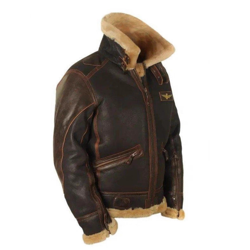 Brown Lapel Zipper Jacket for Youth