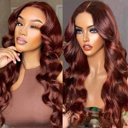Brown-red wig with lace headband