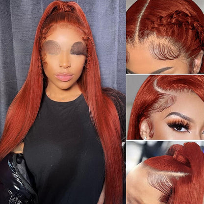 Brown-red wig with lace headband
