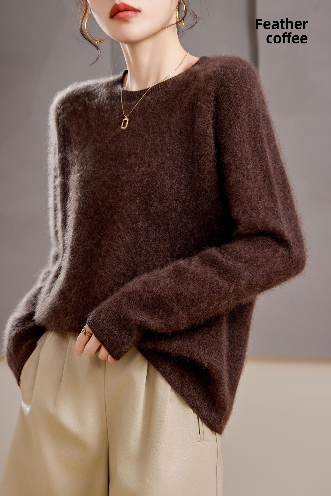 Brushed Cashmere Wool Sweater