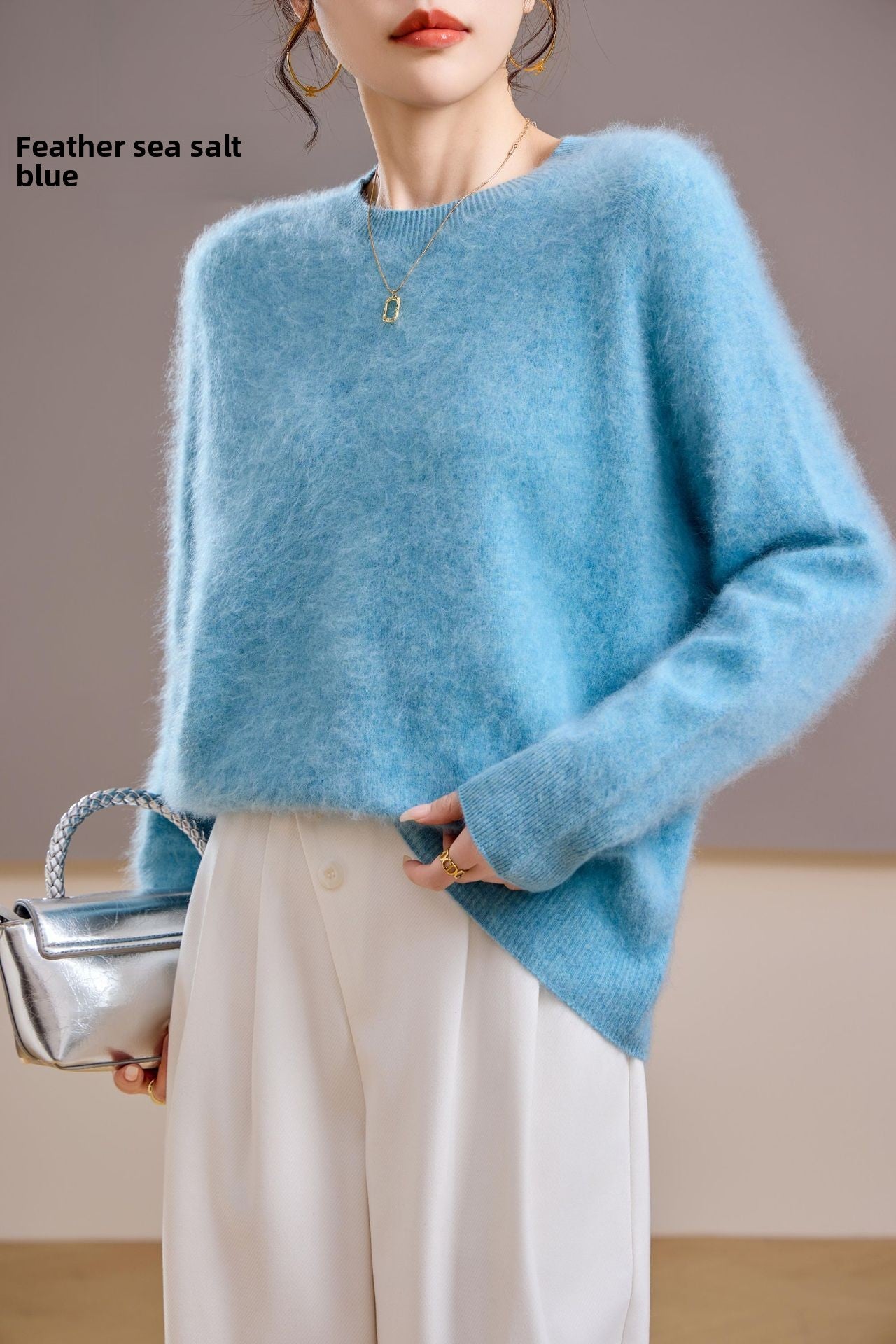 Brushed Cashmere Wool Sweater