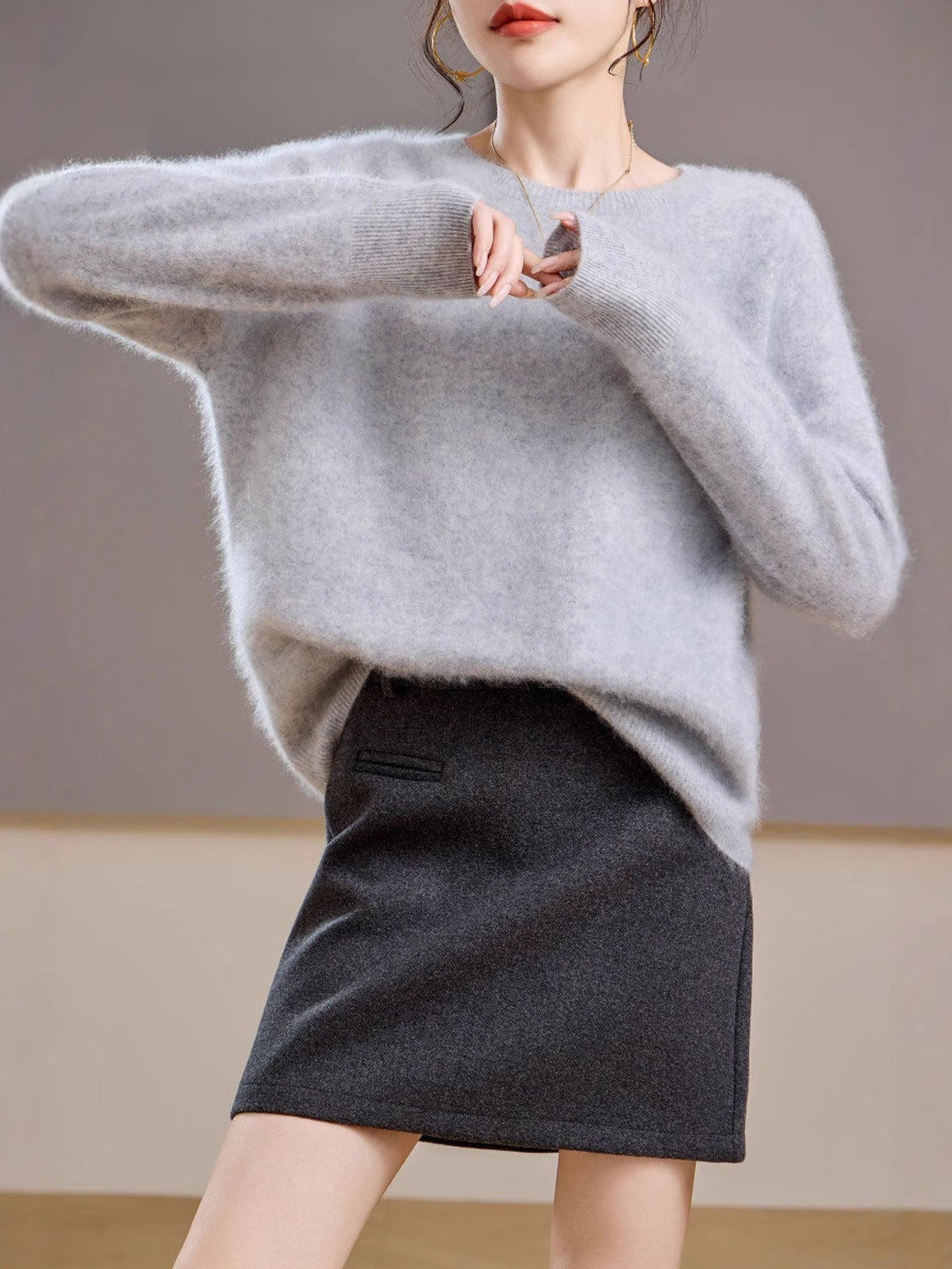 Brushed Cashmere Wool Sweater