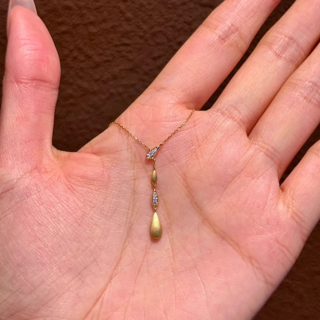 Brushed Gold Drop Necklace