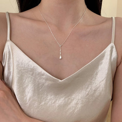 Brushed Gold Drop Necklace