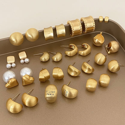 Brushed Gold Plated Earring