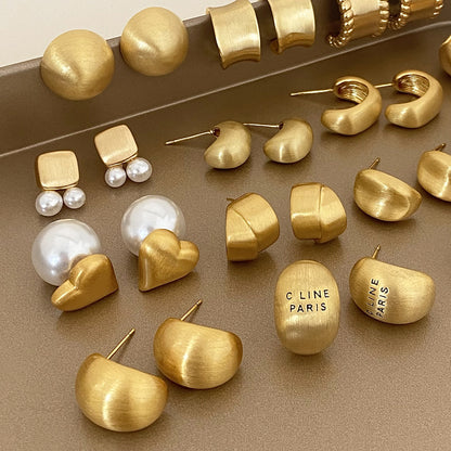 Brushed Gold Plated Earring