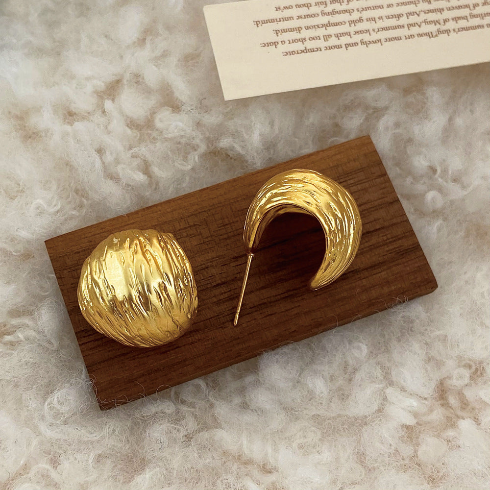 Brushed Gold Plated Earring