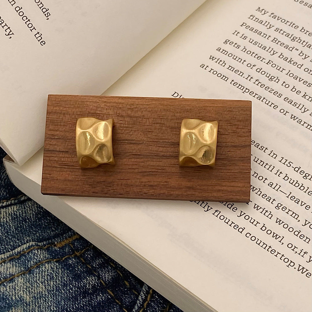 Brushed Gold Plated Earring
