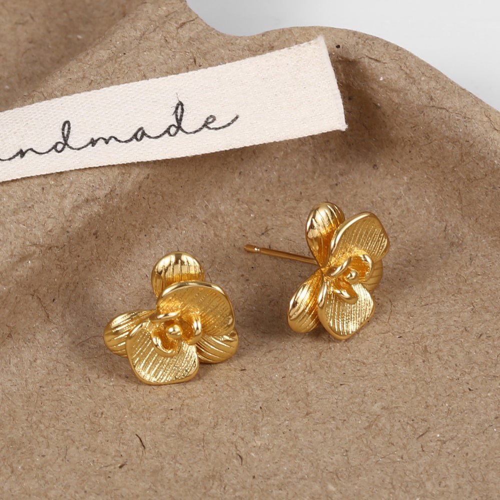 Brushed Gold Plated Earring