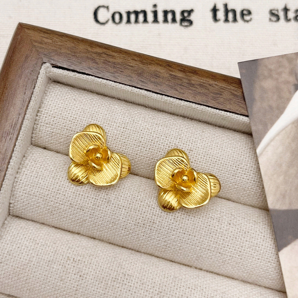 Brushed Gold Plated Earring