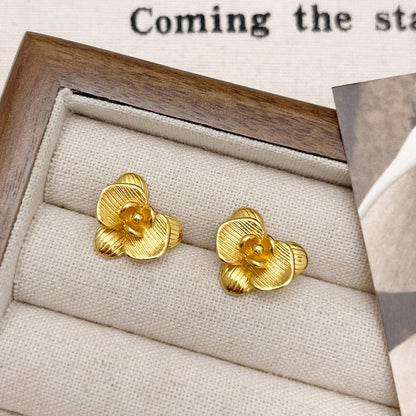 Brushed Gold Plated Earring