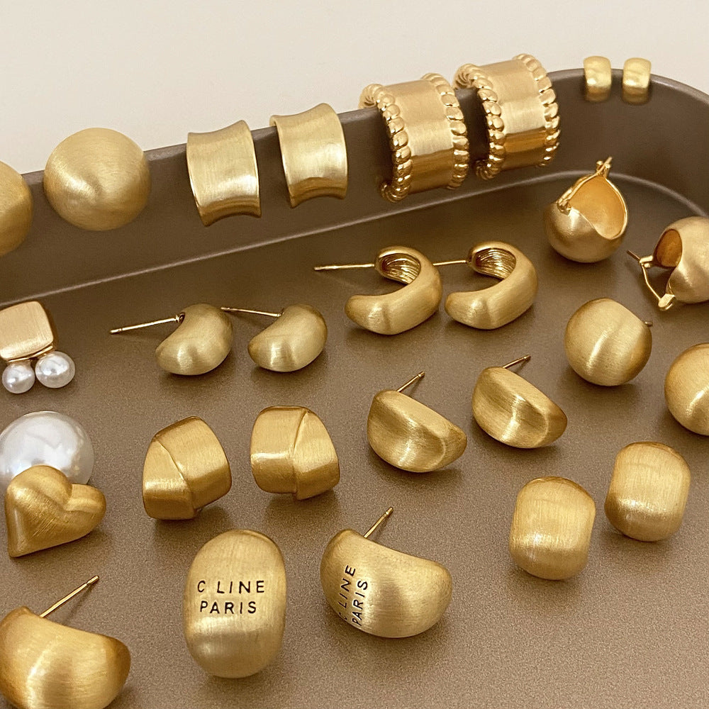 Brushed Gold Plated Earring