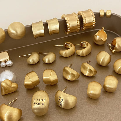 Brushed Gold Plated Earring