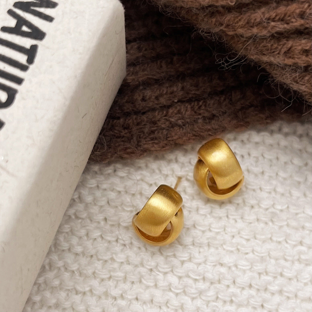 Brushed Gold Plated Earring